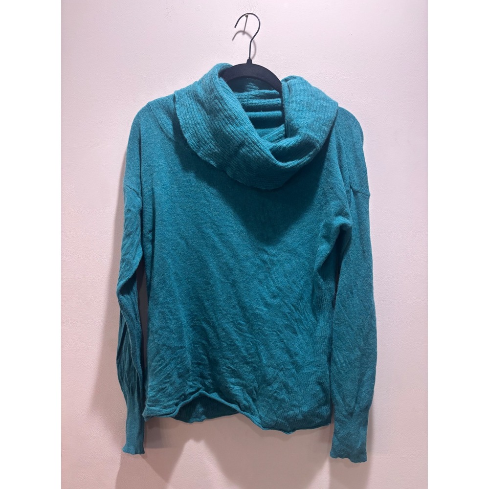 Nordstrom Collection 100%‎ Cashmere Cowl Neck Sweater Teal Blue Large